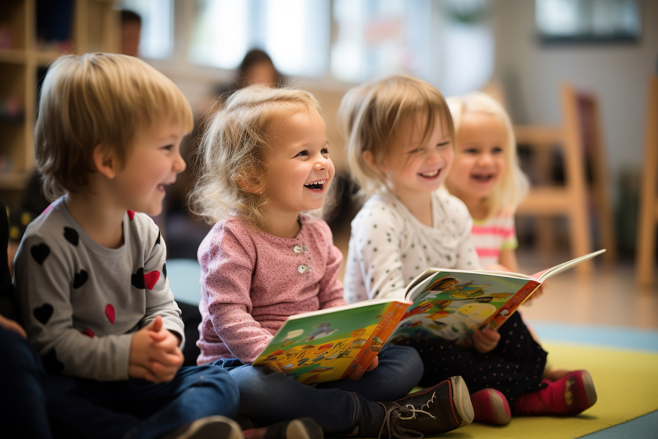 Enfant qui lise une histoire à Baby-Stop notre service crèche
